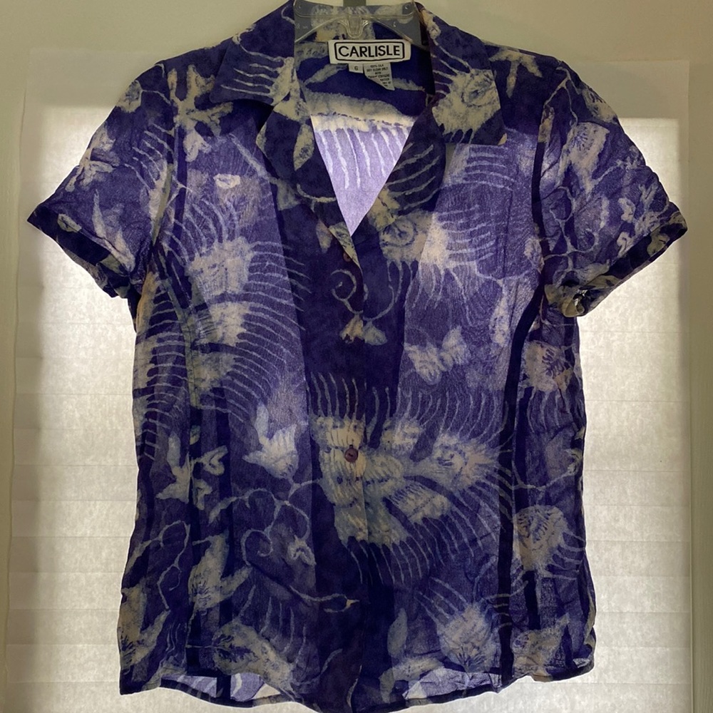 Sheer Patterned Vintage Carlisle Blouse & Collared Shirt